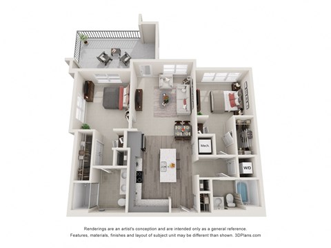 2 Beds 2 Baths Roxboro Floor Plan | 1,168 Sq. Ft. at Ellis Station, North Carolina, 27703